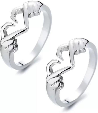 Couple Hands Than Heart Thumb Finger Ring Metal Stainless Steel (Pack of 2)