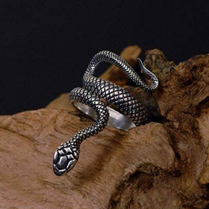 Silver and Black Color Snake Ring For Women and Girls