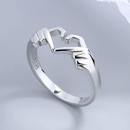 Couple Hands Than Heart Thumb Finger Ring Metal Stainless Steel (Pack of 2)
