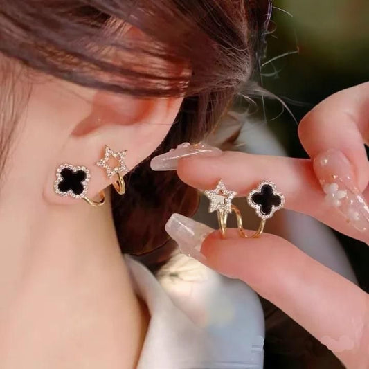 JEWELS Korean Fashion Vibrato live four leaf Clover Earrings