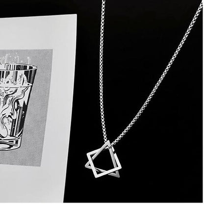 Fashion Pendant Necklace Stylish Silver Plated Geometric Triangles unisex